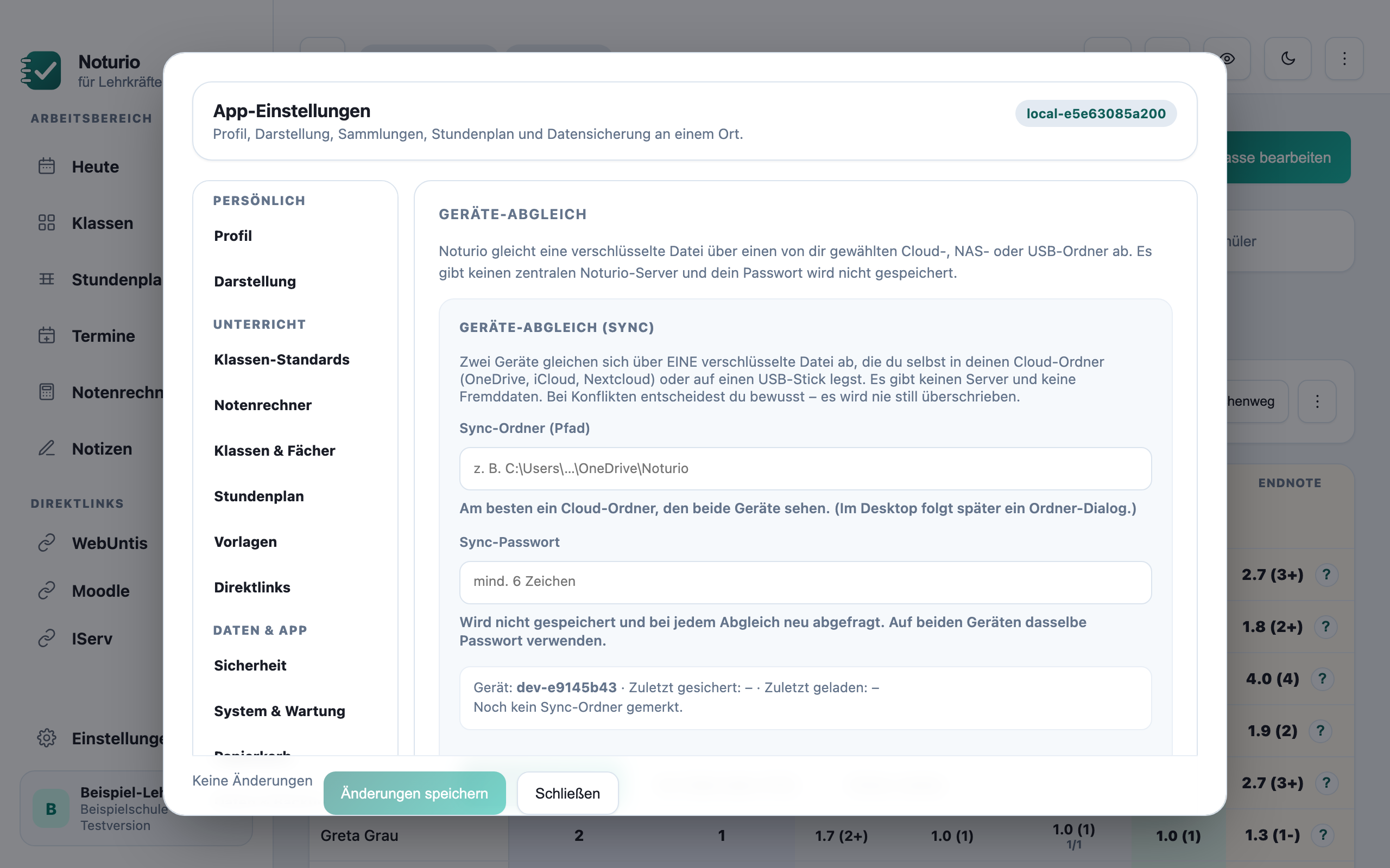 Verschlüsselte Sync-Datei für den Gerätewechsel